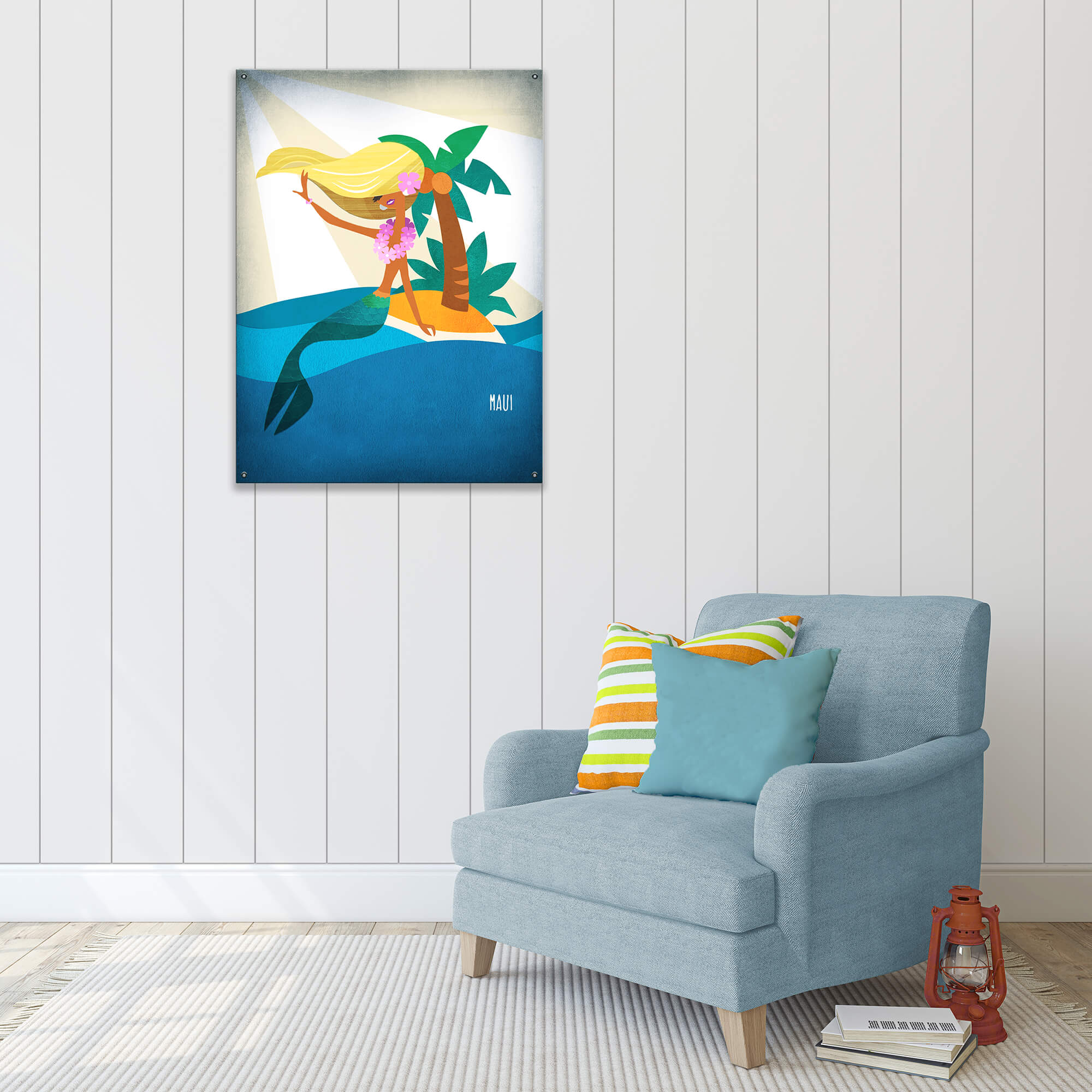 Mermaid's Paradise: Portrait - Wood & Metal Wall Art