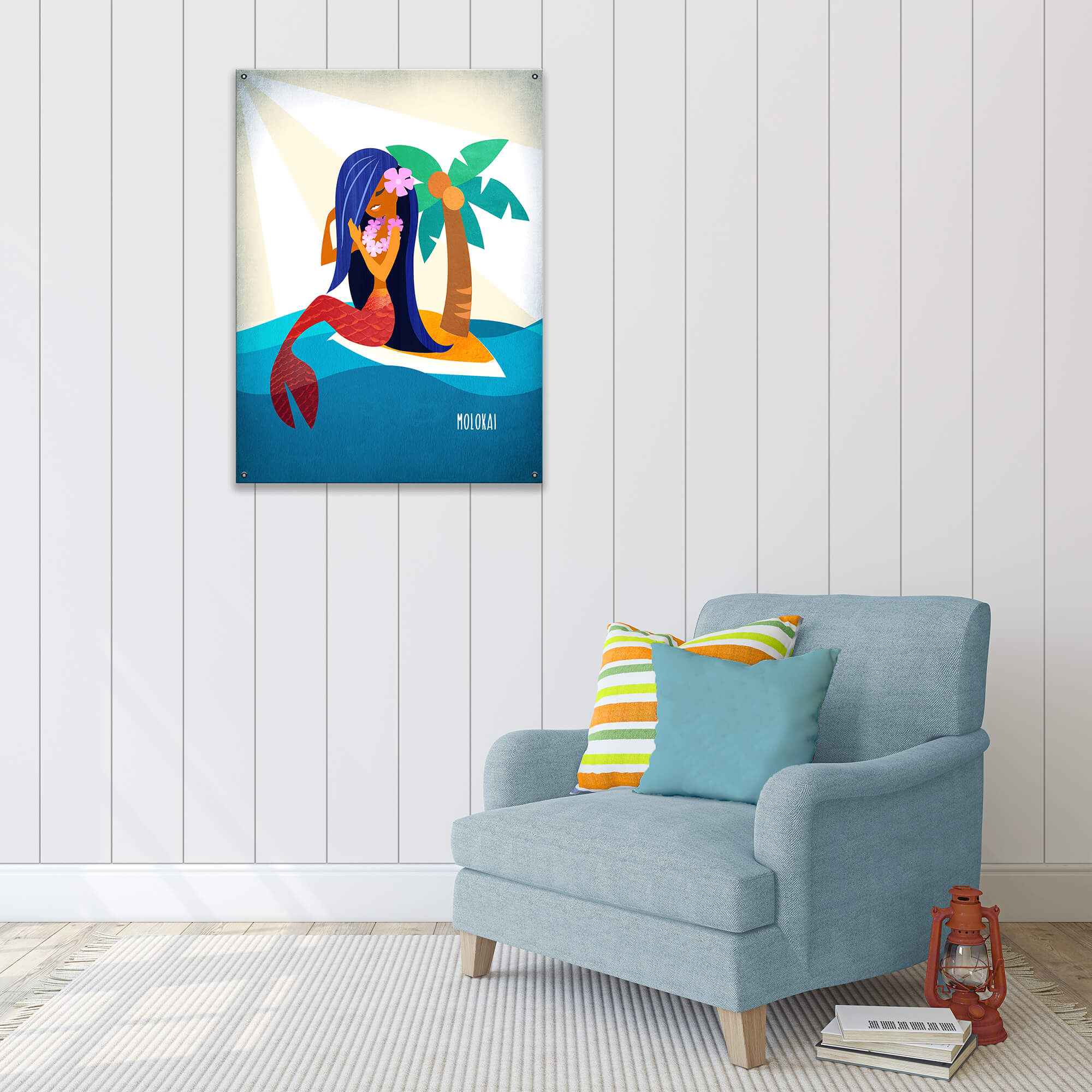 Mermaid's Retreat: Portrait - Wood & Metal Wall Art