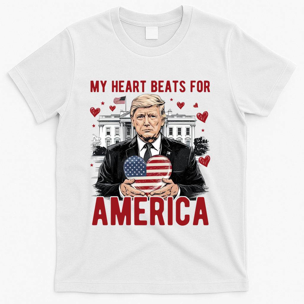 My Heart Beats For America Trump Valentines Day T-Shirt