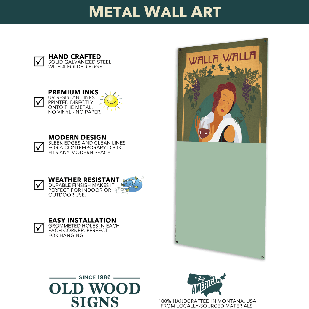 Retro Lady Golfer - Wood & Metal Wall Art