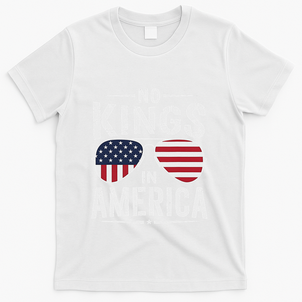 No Kings In America Sunglasses Us Flag Funny Anti Trump T-Shirt