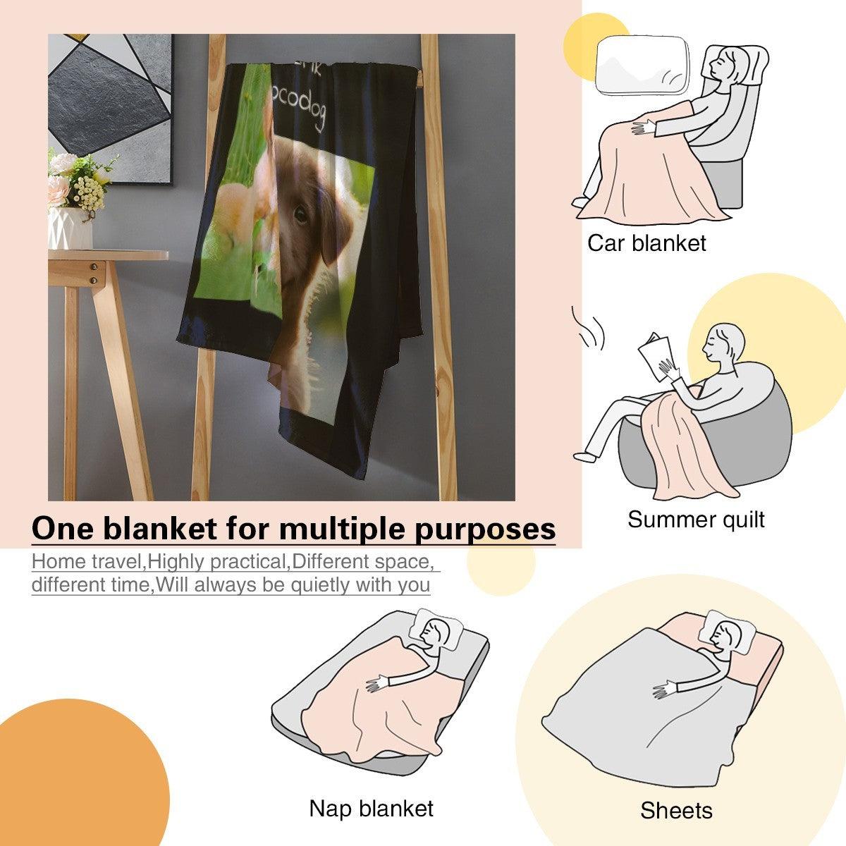 Custom Photo Collage Blanket with Names - Upload 4 Photos