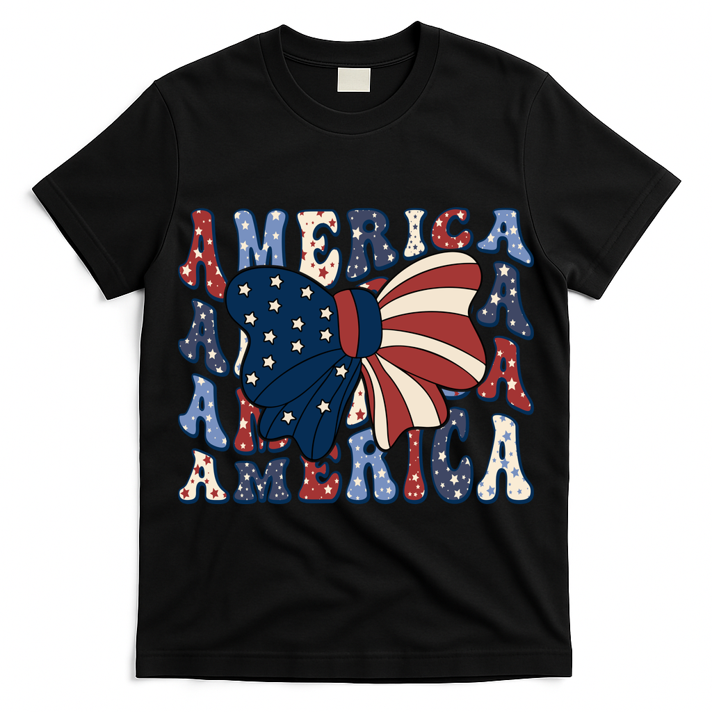 Retro America Bow USA 4th Of July T-Shirt
