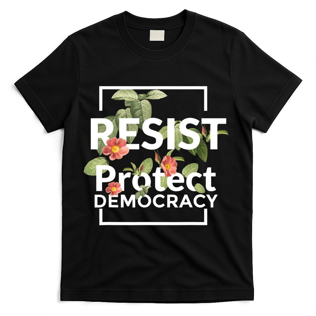 Resist Protect Democracy Subtle Retro Floral Anti Trump  T-Shirt