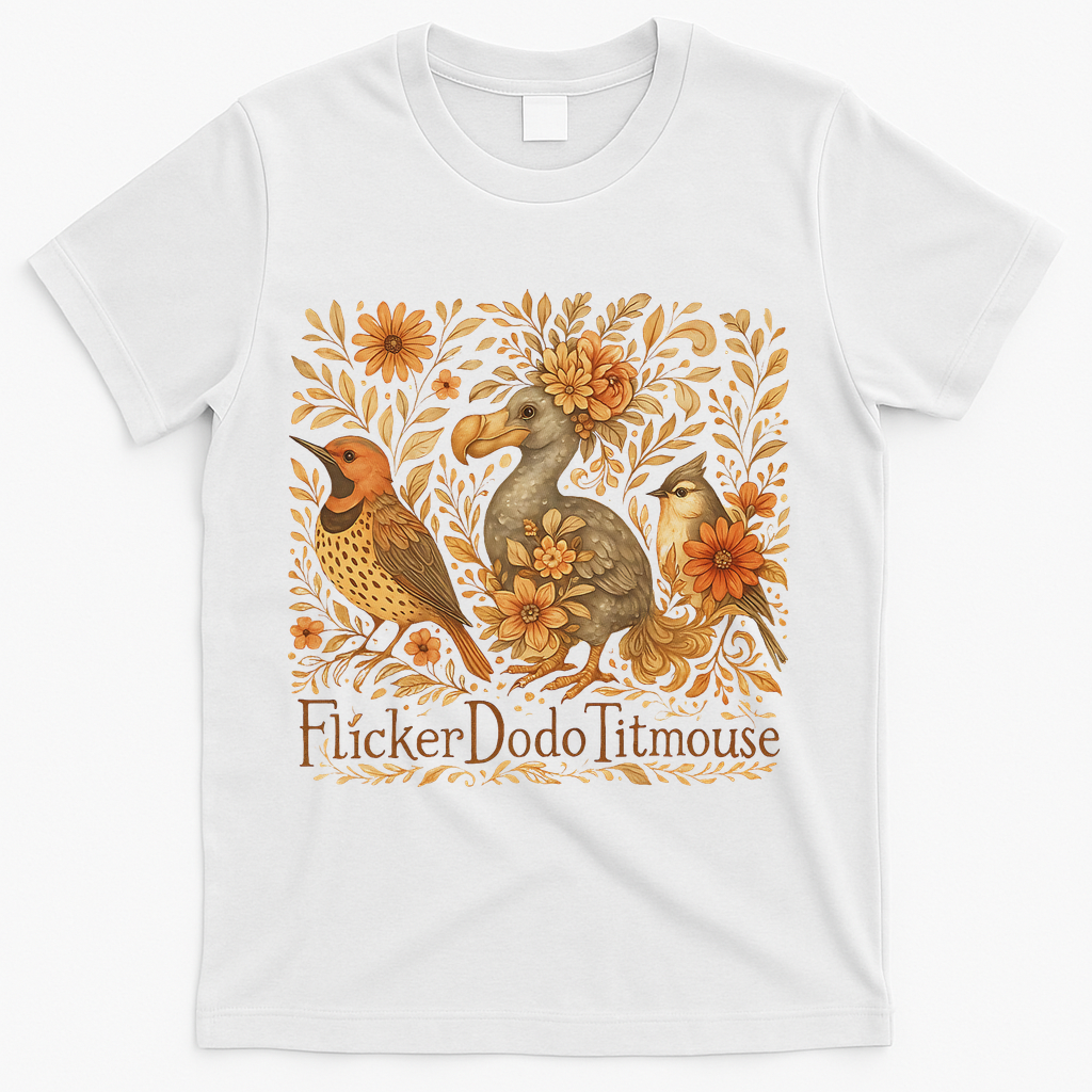 Subtle Birds Flicker Dodo Titmouse Trump Resist Boho Style T-Shirt