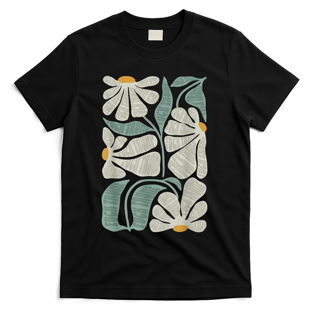 Subtle Boho Flowers Anti Trump Anti Maga Kamala Harris Voter T-Shirt