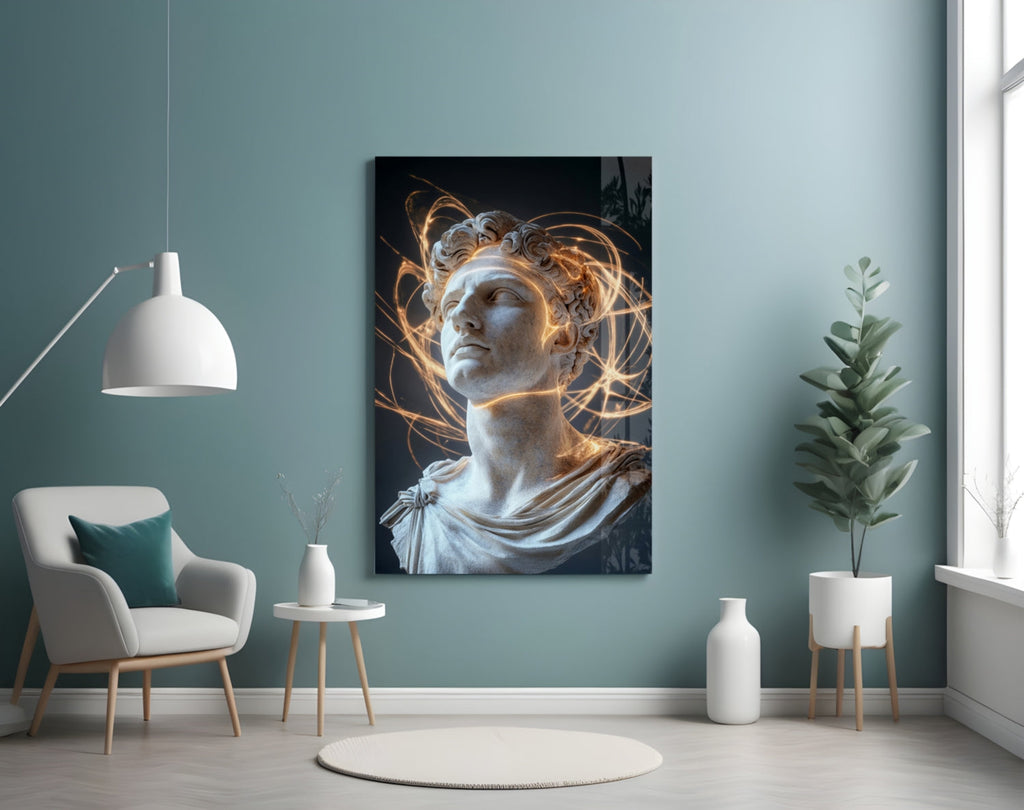 The Shining Mind of Aurelius Glass Wall Art || Designer Collection