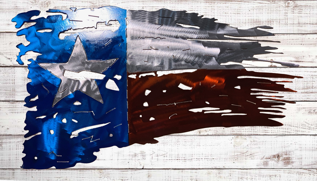 Tattered Texas Flag Metal Wall Art - Custom Steel Home Decor