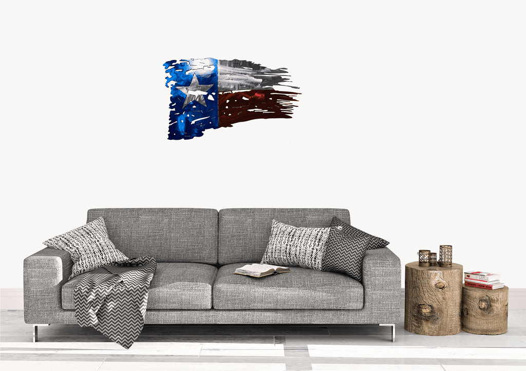 Tattered Texas Flag Metal Wall Art - Custom Steel Home Decor