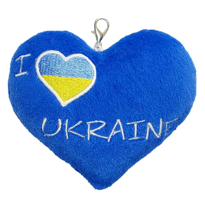 Tigres Heart Keychain “I Love Ukraine” | Embroidered Blue & Yellow Bag Charm