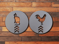 Restroom Sign Bathroom Sign Pussy Cat Rooster