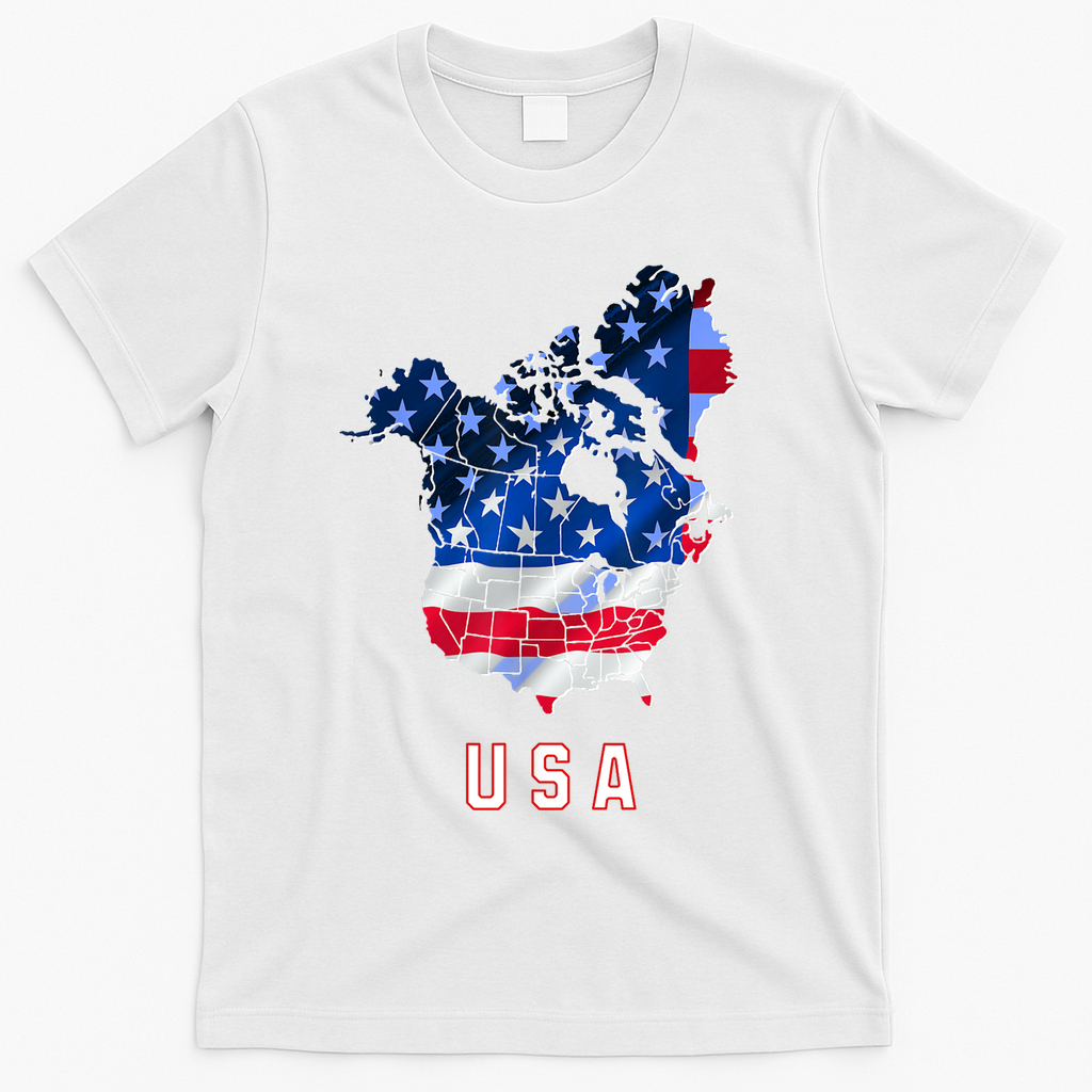 Usa And Canada Map Annex Canada 51st State Trump Greenland T-Shirt
