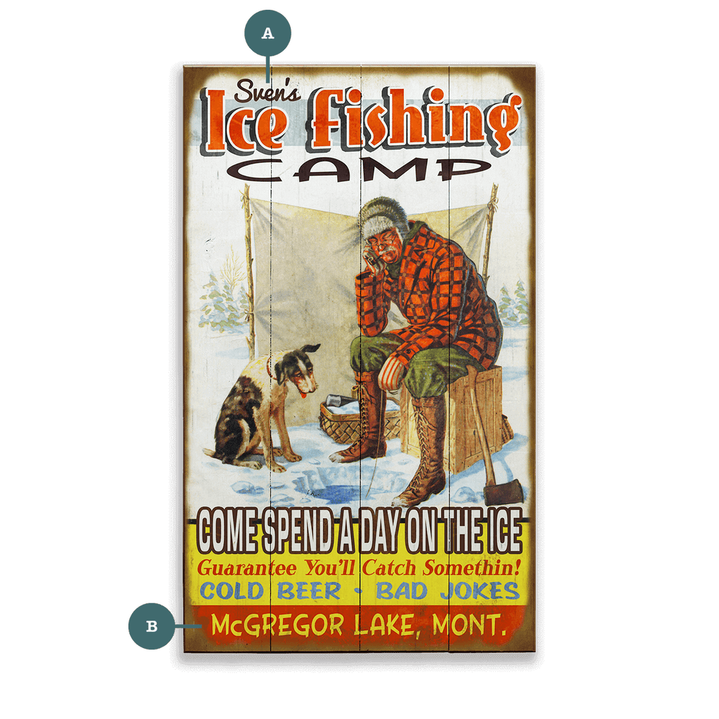Ice Fishing Camp - Wood & Metal Wall Art