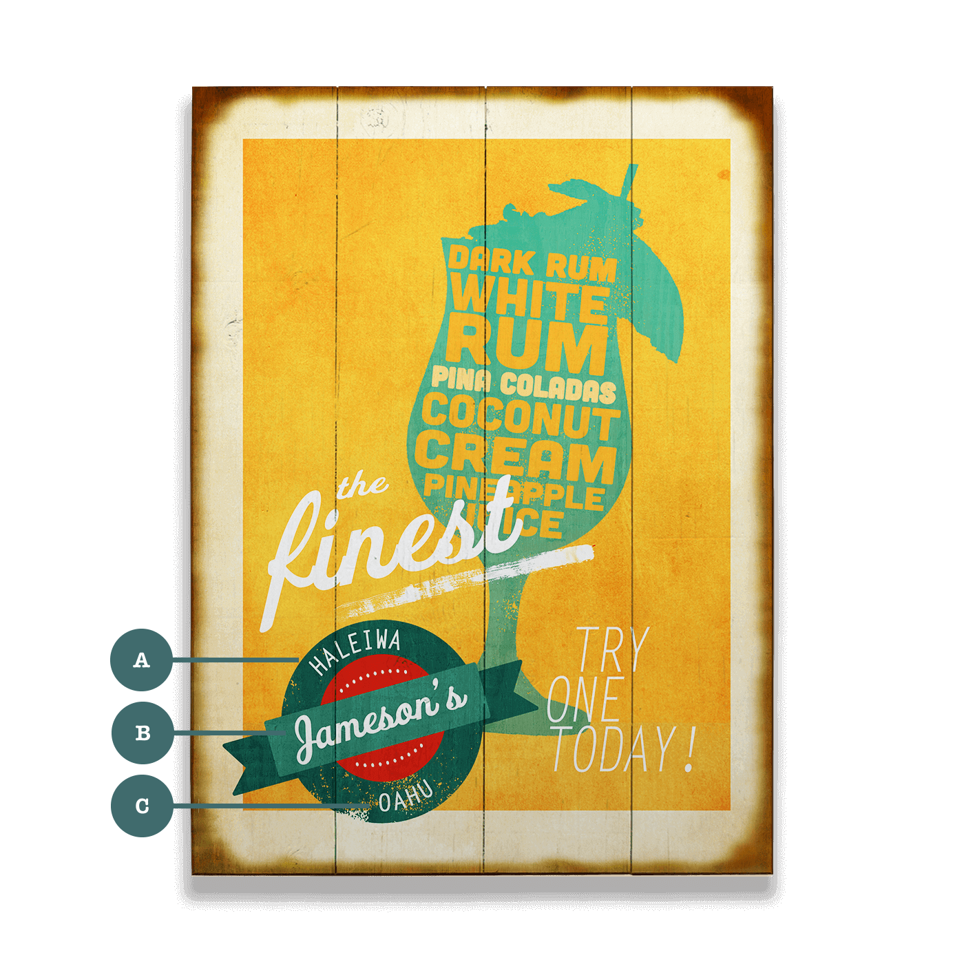 The Finest Pina Coladas - Wood & Metal Wall Art