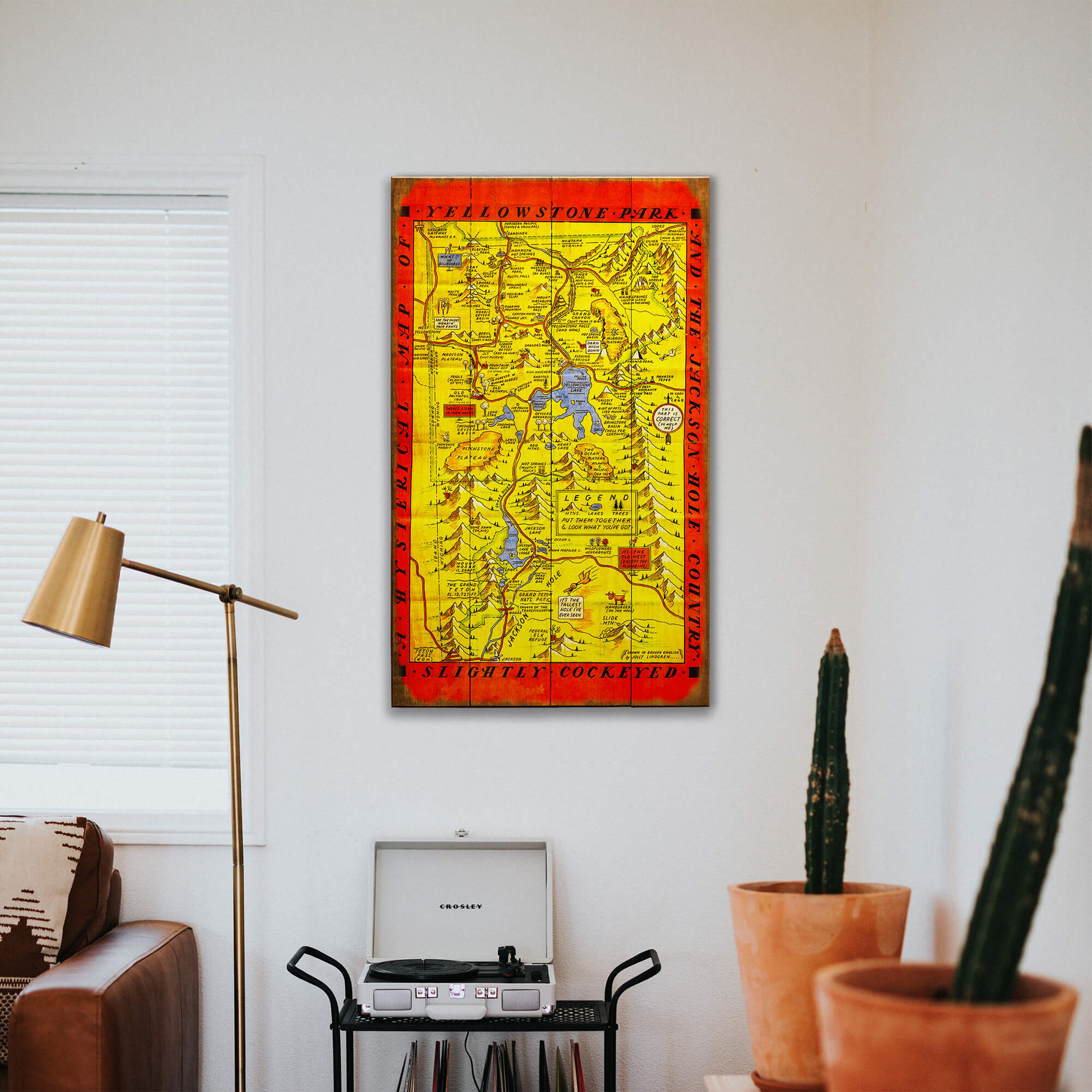 Yellowstone and Jackson Hole Map - Wood & Metal Wall Art