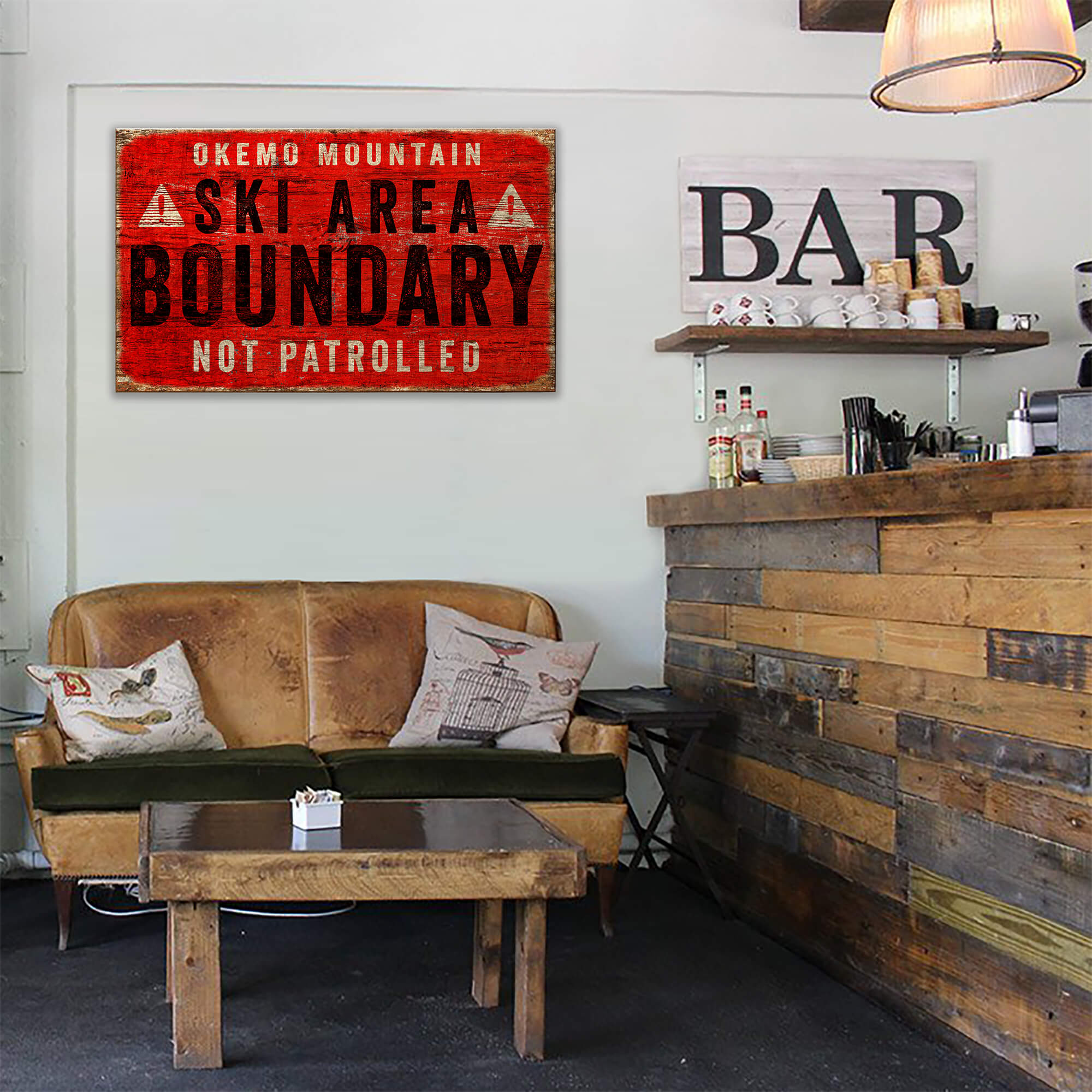 Ski Area Boundary: Personalized - Wood & Metal Wall Art