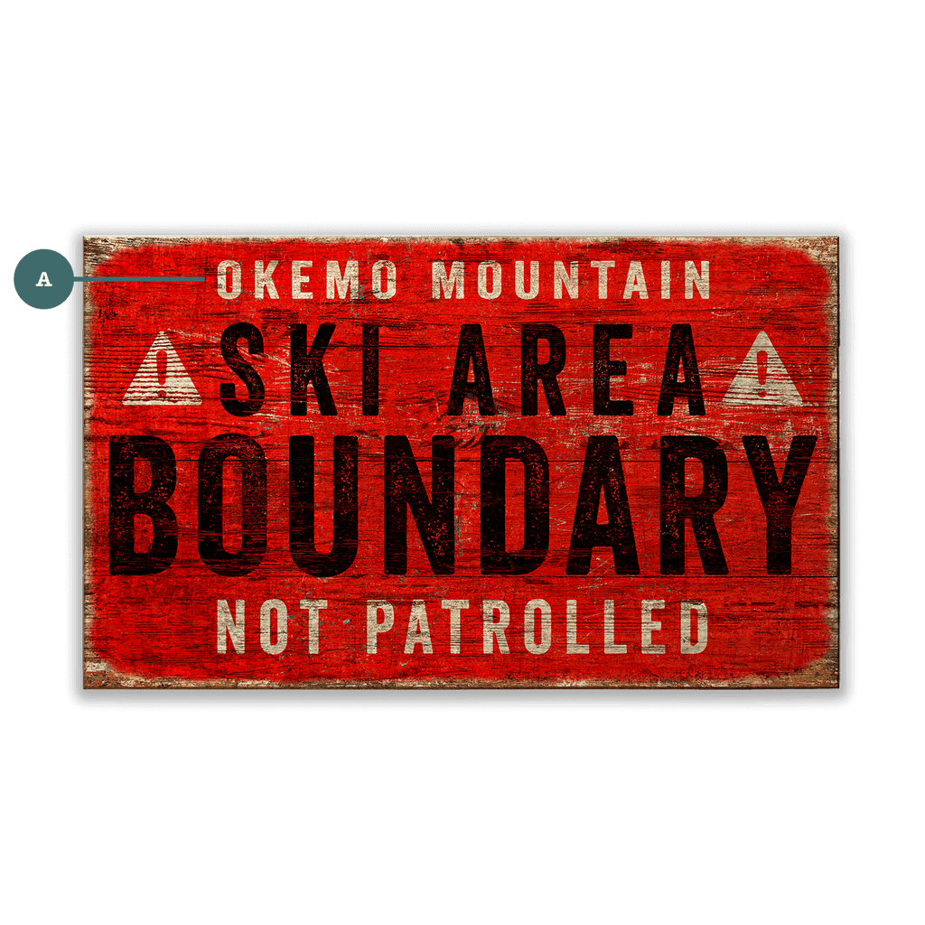 Ski Area Boundary: Personalized - Wood & Metal Wall Art