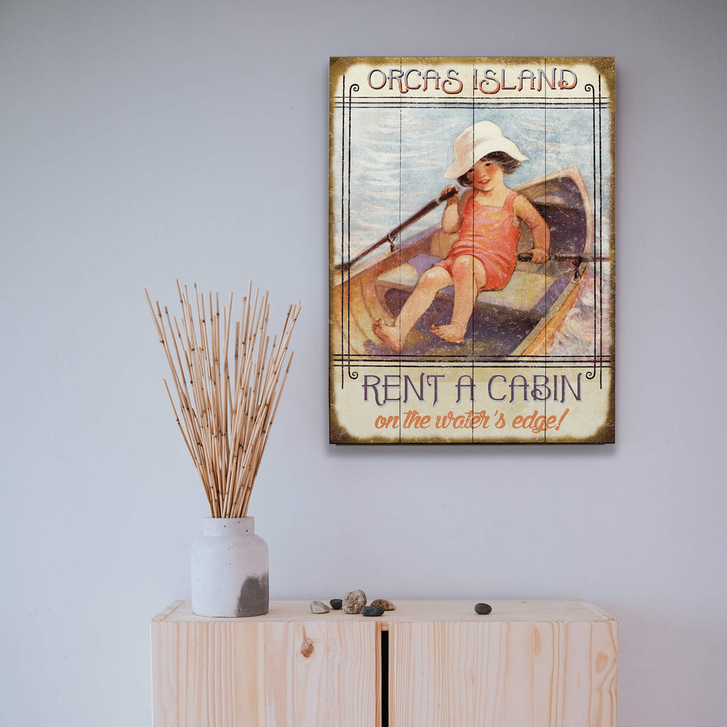 Rent a Cabin on the Water's Edge - Wood & Metal Wall Art