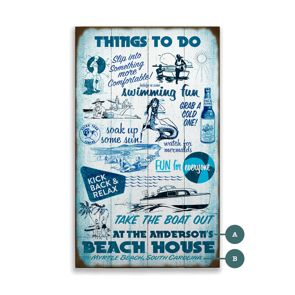 Things to do at the Beach - Wood & Metal Wall Art