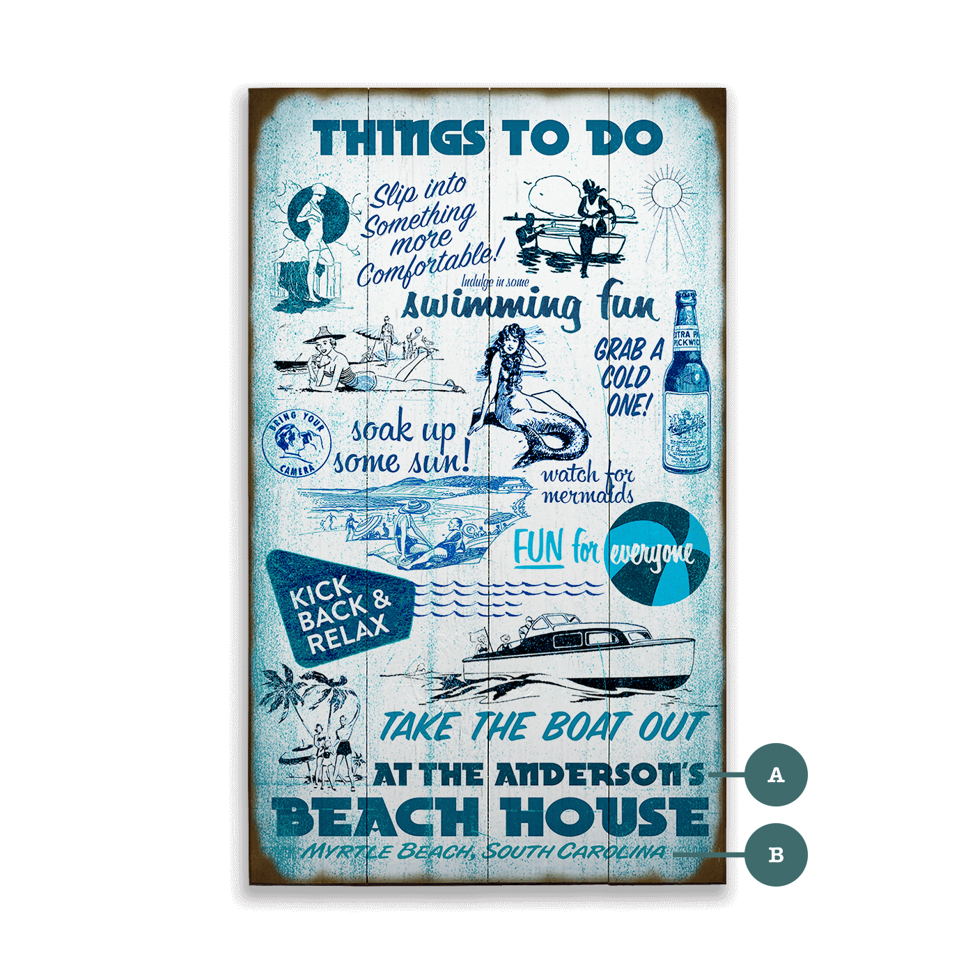 Things to do at the Beach - Wood & Metal Wall Art