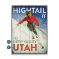 Hightail It: Female Skier - Wood & Metal Wall Art