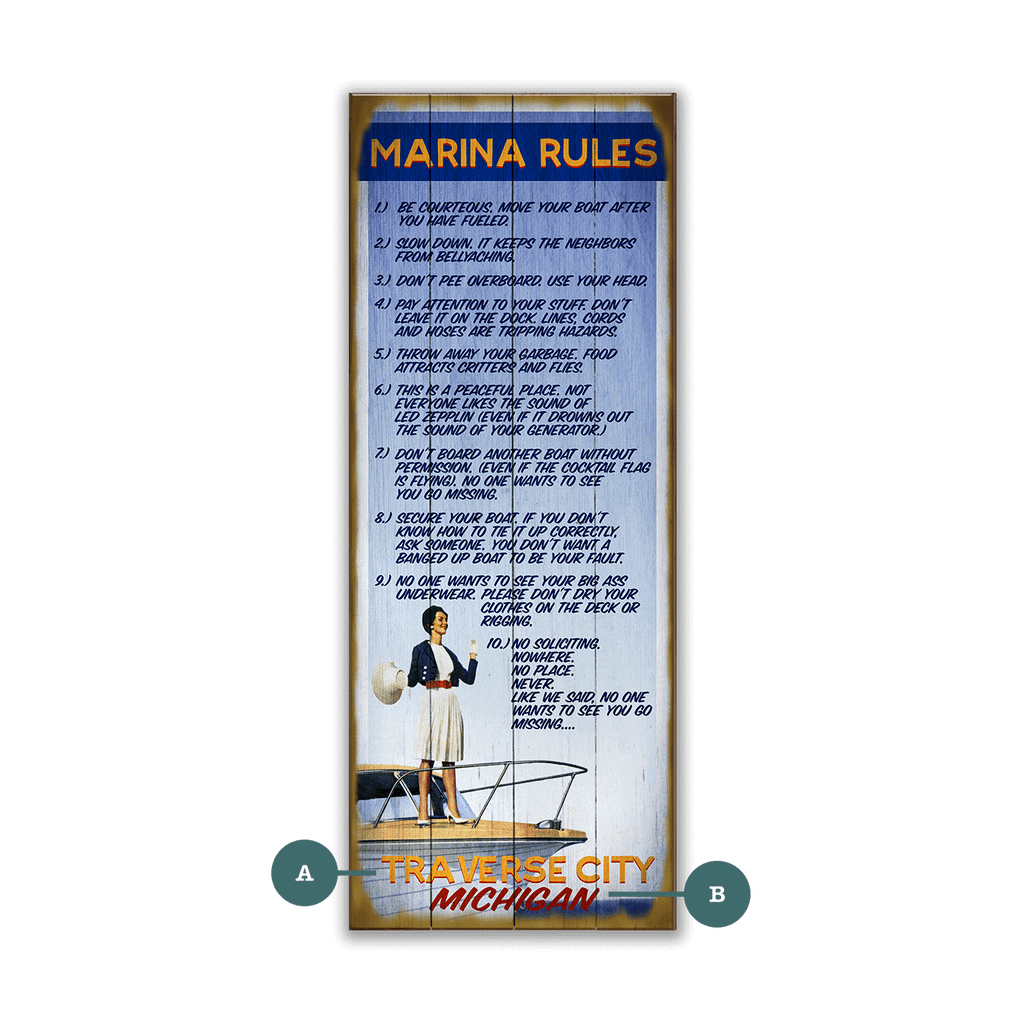 Marina Rules - Wood & Metal Wall Art