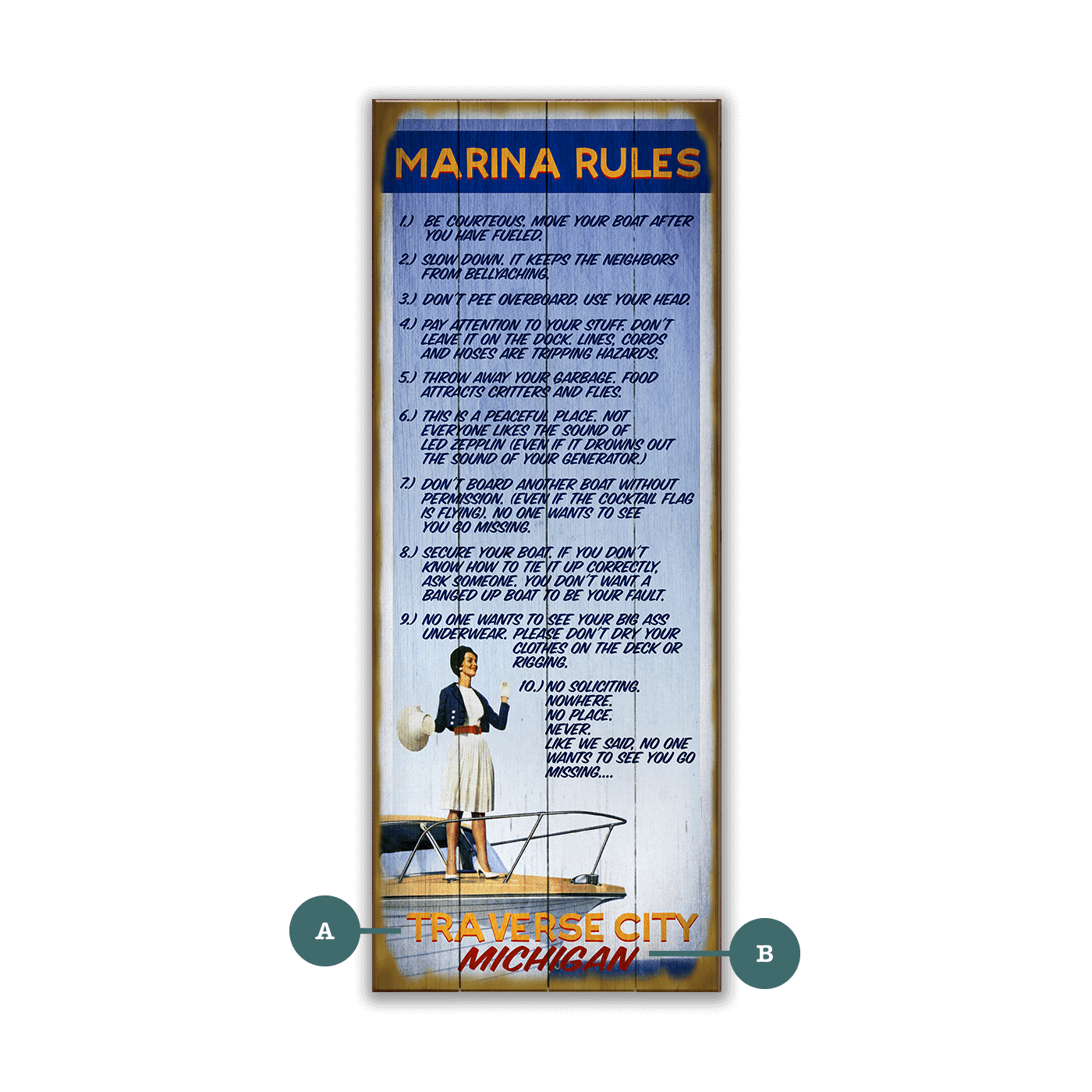 Marina Rules - Wood & Metal Wall Art