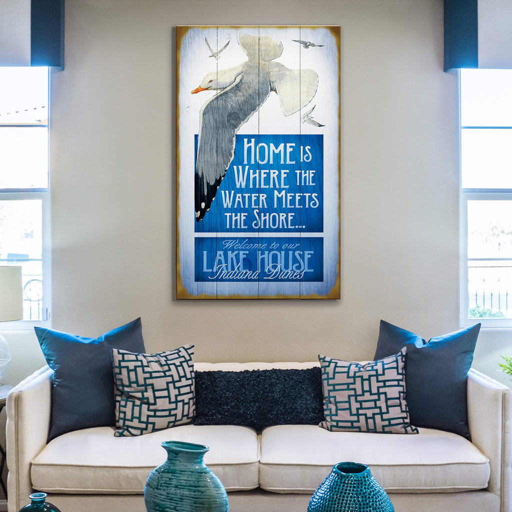Home is Where the Water Meets the Shore - Wood & Metal Wall Art