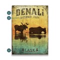 Alaskan Twilight: Moose in Denali - Wood & Metal Wall Art