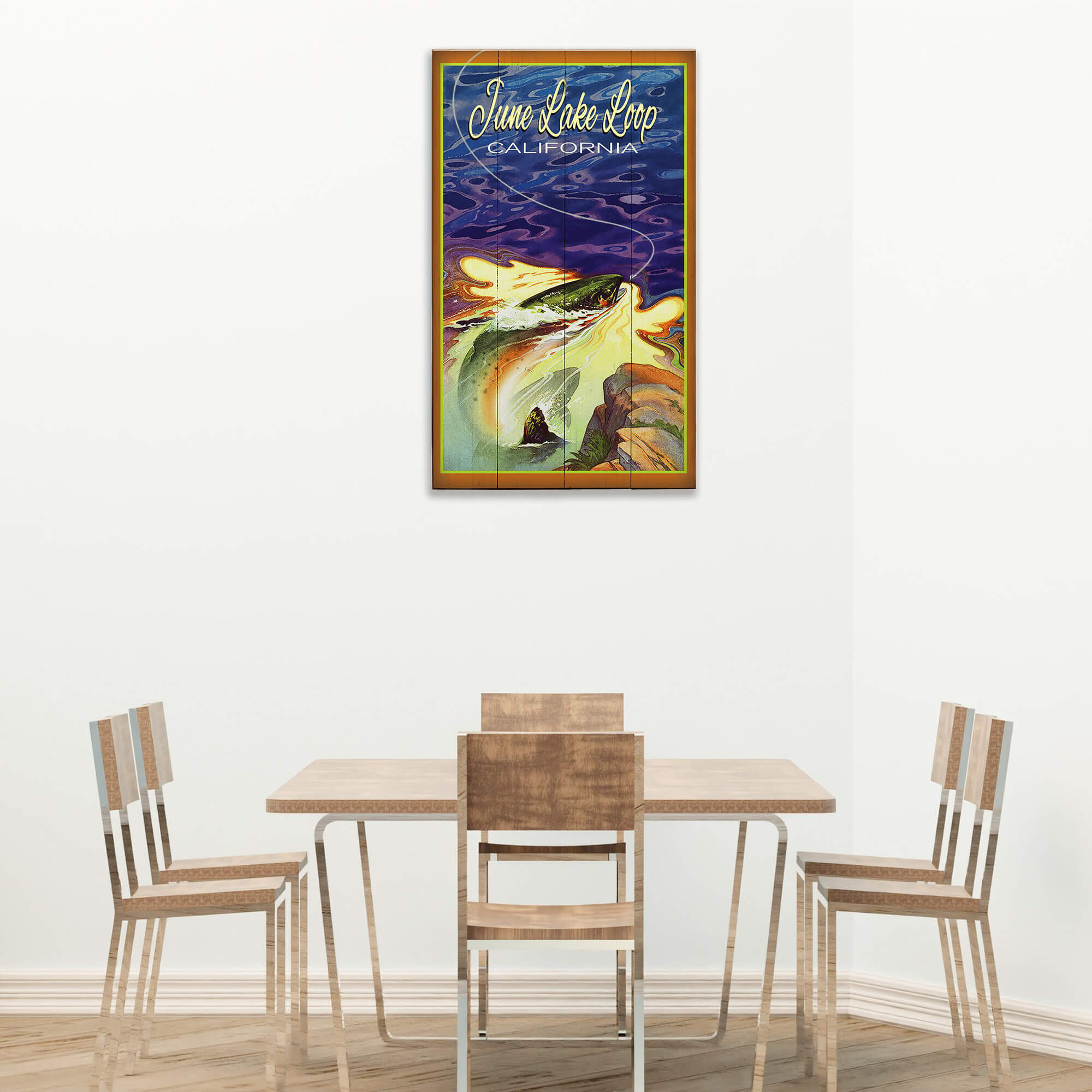 Fly Fishing at June Lake Loop - Wood & Metal Wall Art