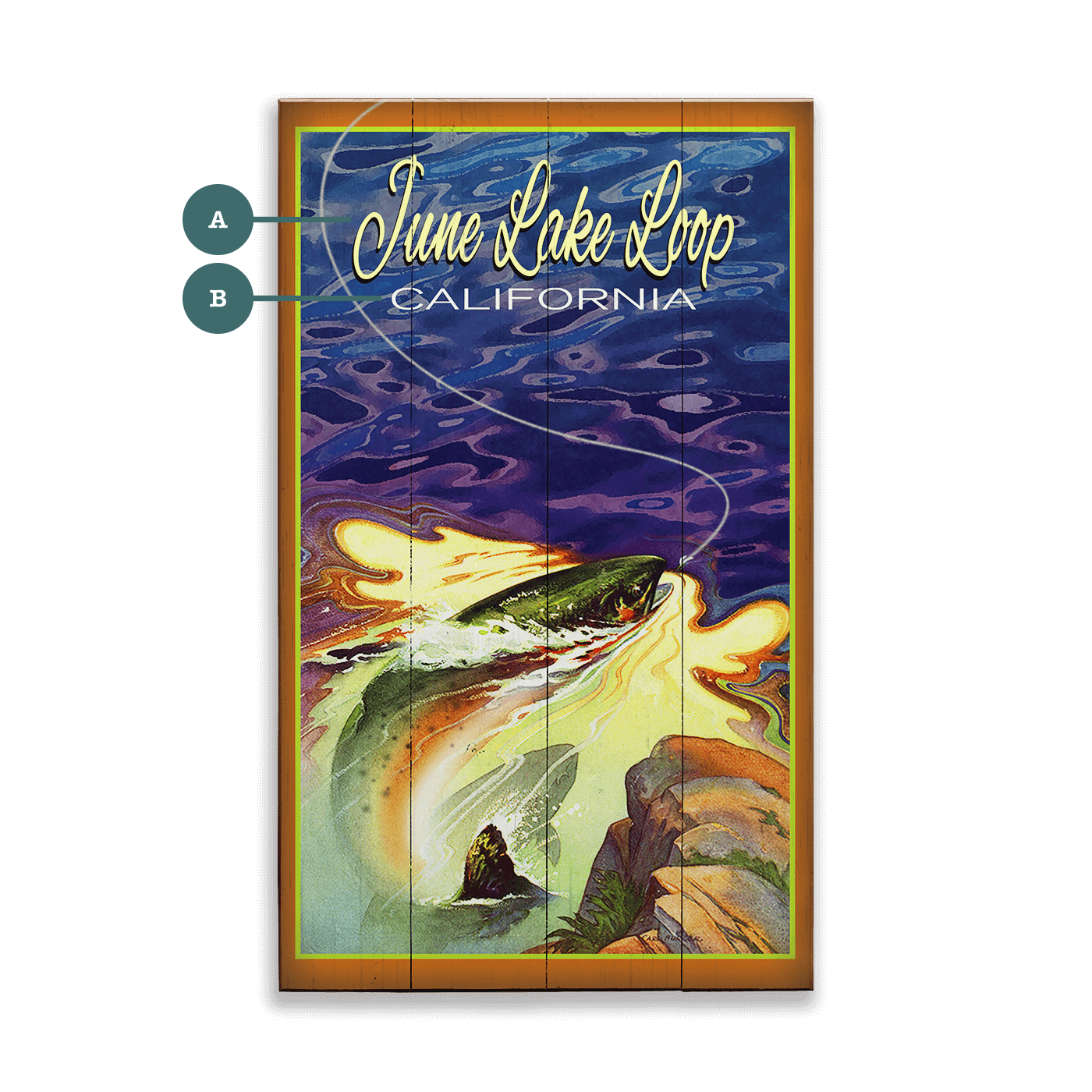 Fly Fishing at June Lake Loop - Wood & Metal Wall Art