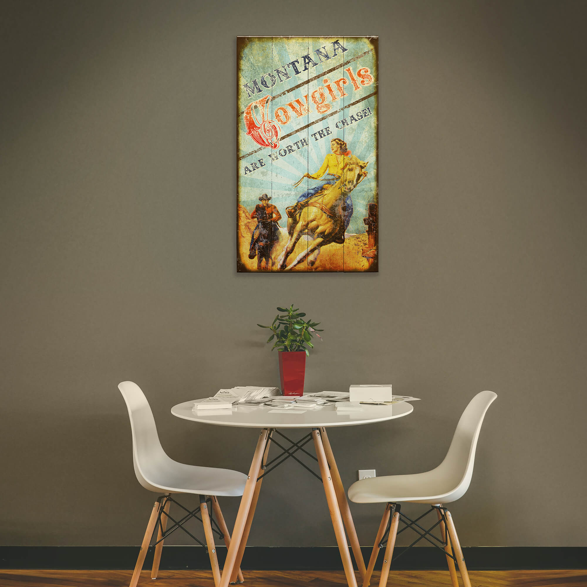 Cowgirls are Worth the Chase - Wood & Metal Wall Art