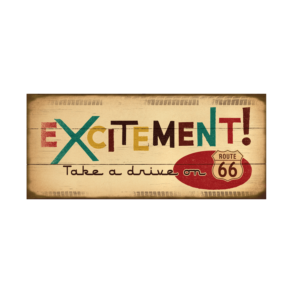 Excitement on Route 66 - Wood & Metal Wall Art