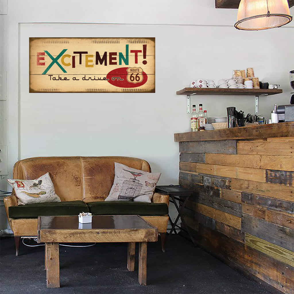 Excitement on Route 66 - Wood & Metal Wall Art