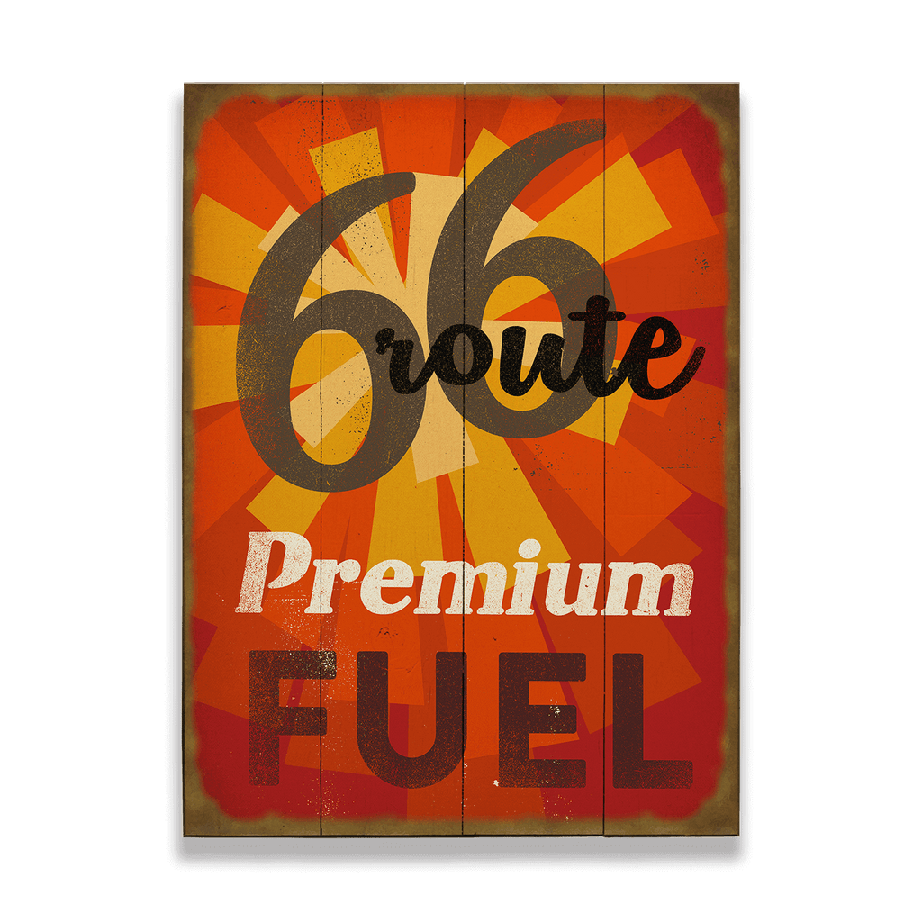 Premium Fuel on Route 66 - Wood & Metal Wall Art