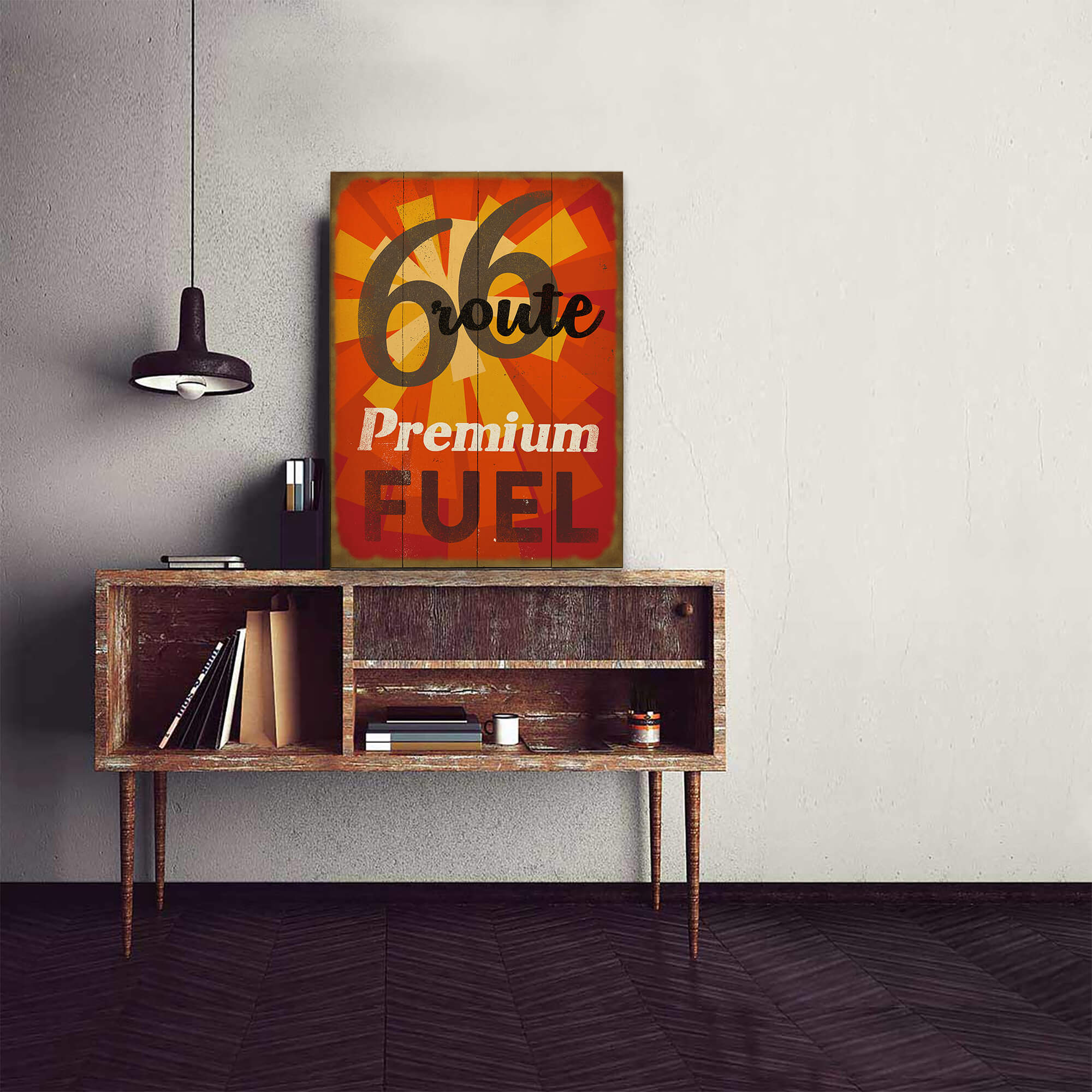 Premium Fuel on Route 66 - Wood & Metal Wall Art