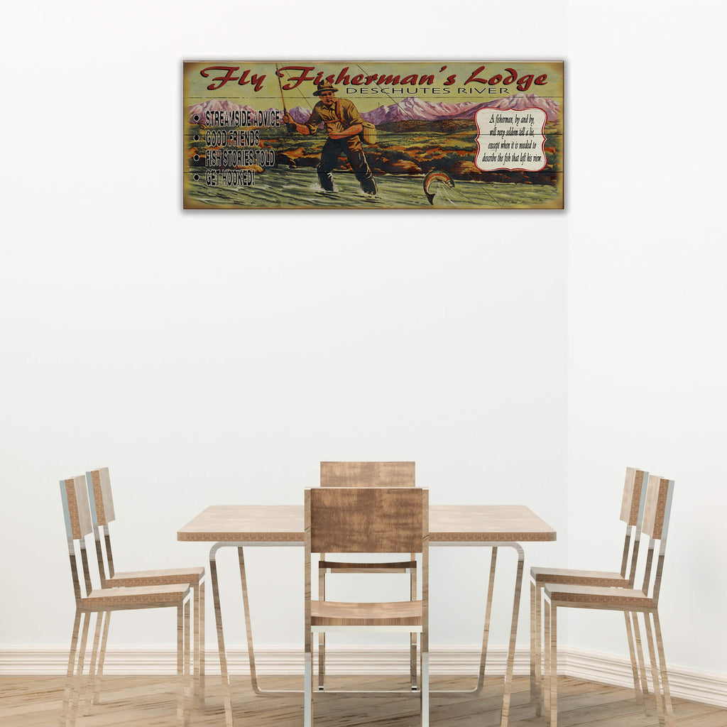 Fly Fisherman's Lodge - Wood & Metal Wall Art