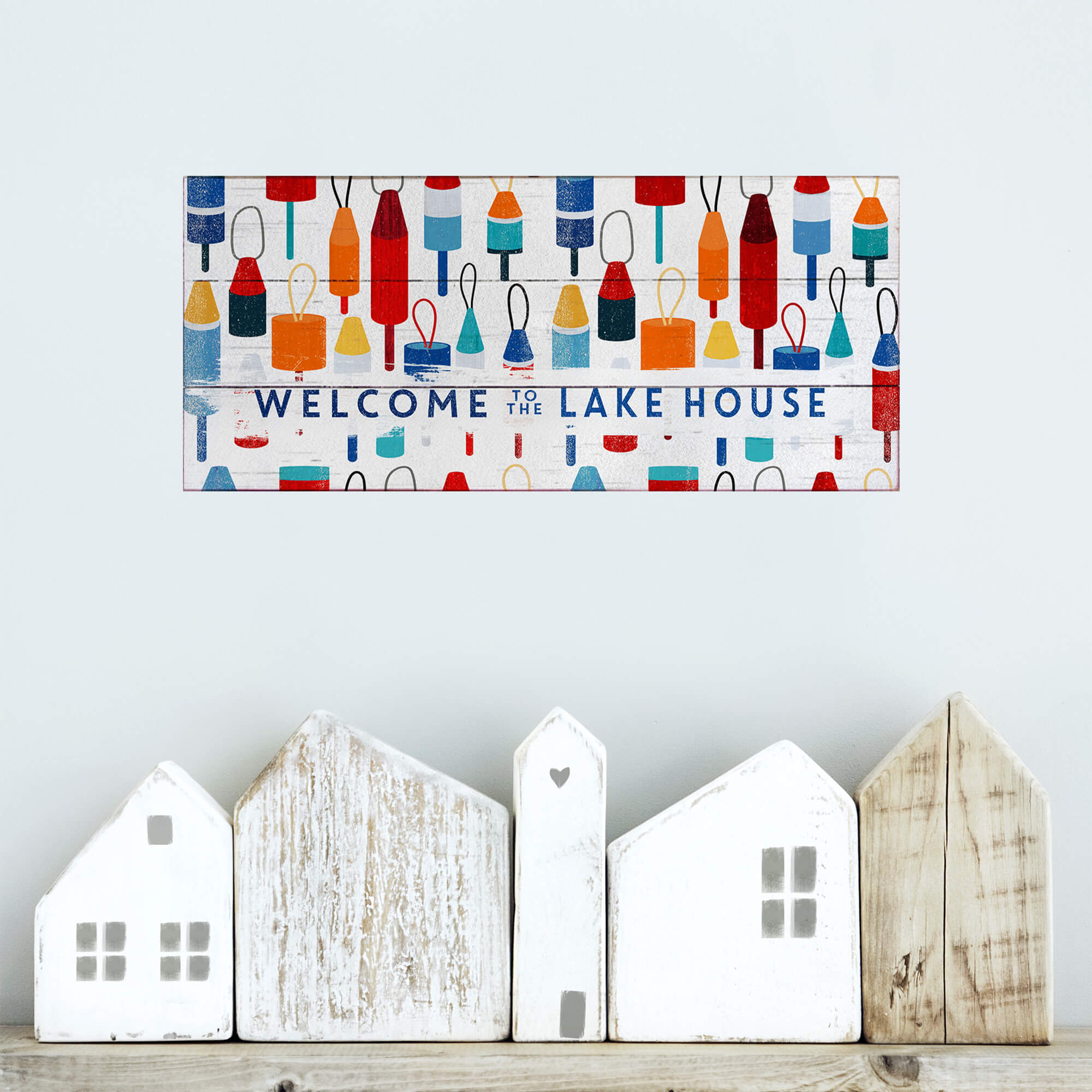 Lake House Buoy Welcome: Generic - Wood & Metal Wall Art