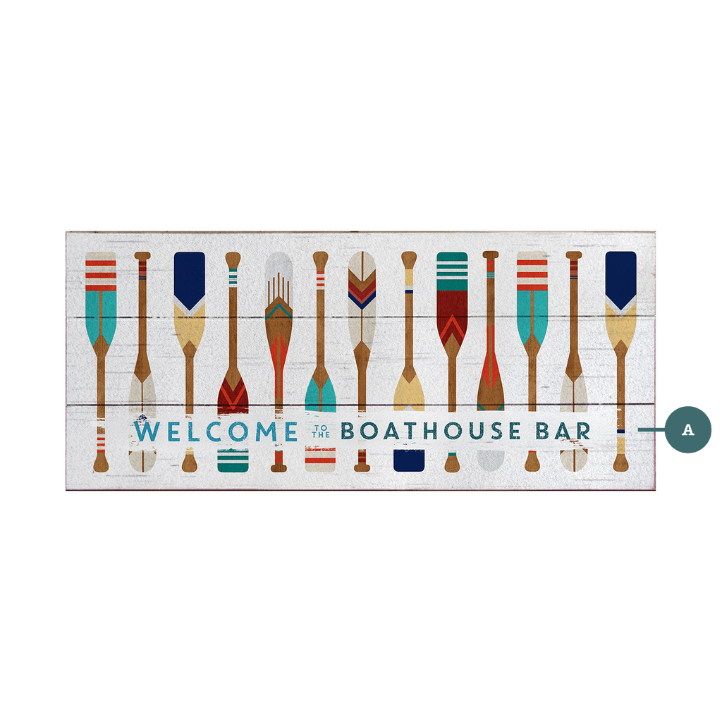 Oar Pattern Welcome Sign - Wood & Metal Wall Art