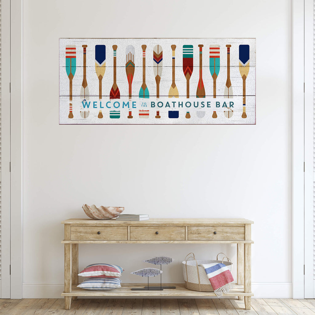 Oar Pattern Welcome Sign - Wood & Metal Wall Art
