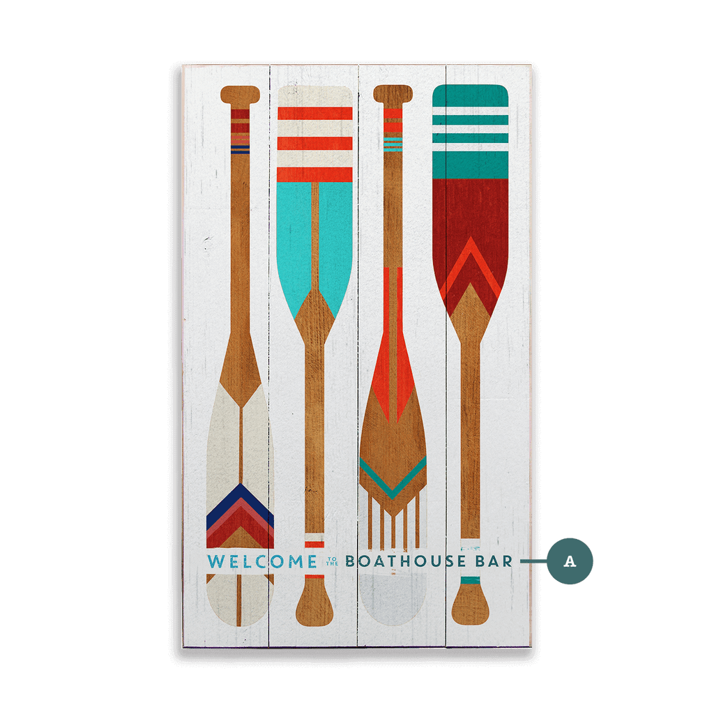 Oar Pattern Welcome Sign - Wood & Metal Wall Art