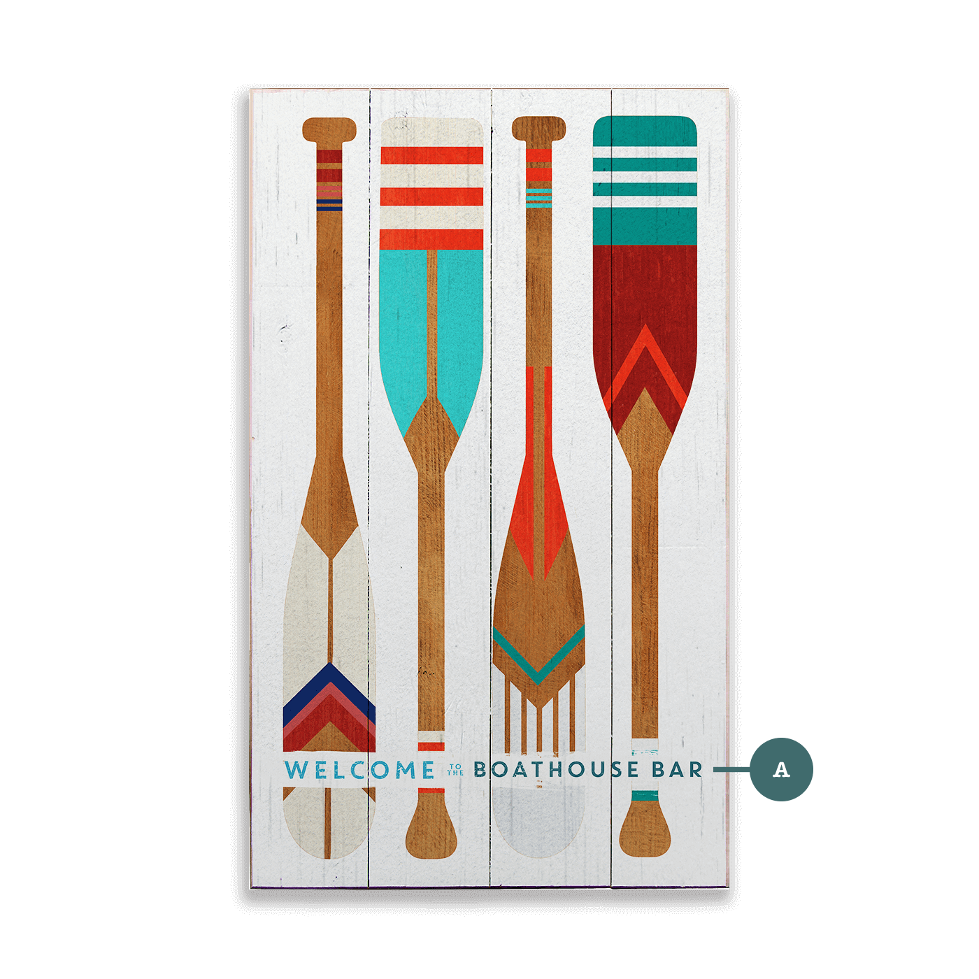 Oar Pattern Welcome Sign - Wood & Metal Wall Art