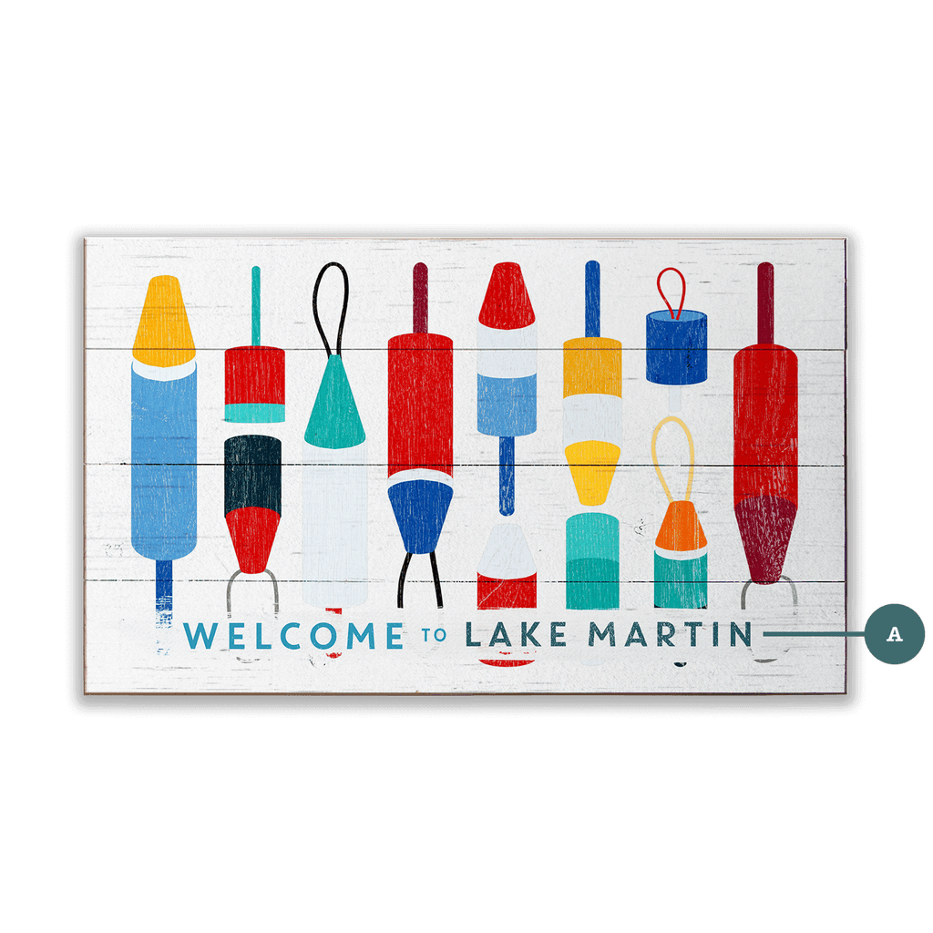 Welcome to the Lake Buoy Sign: Horizontal - Wood & Metal Wall Art
