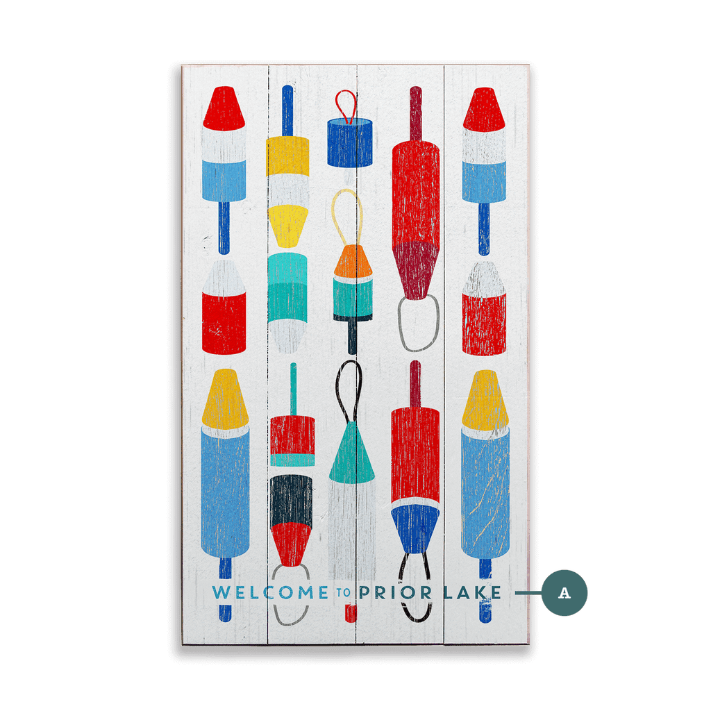 Welcome to the Lake Buoy Sign: Vertical - Wood & Metal Wall Art