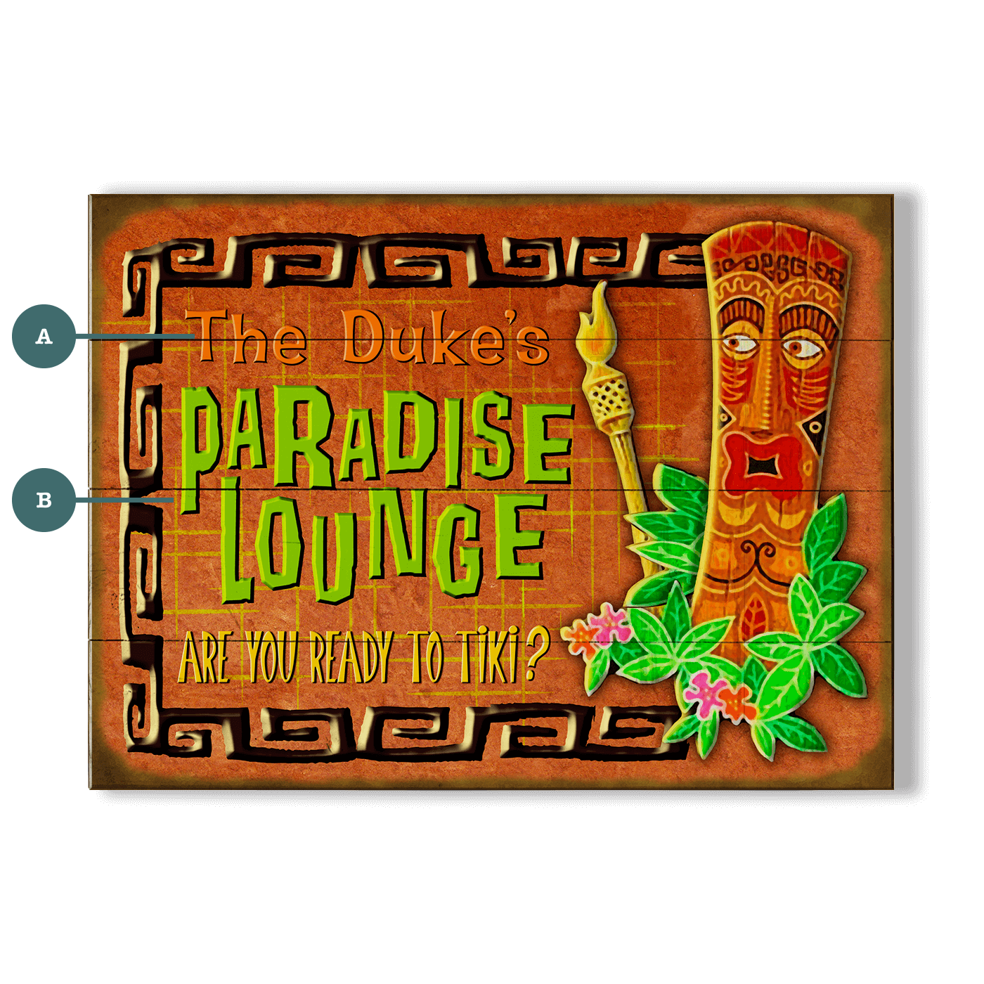 Paradise Lounge Tiki: Personalized - Wood & Metal Wall Art