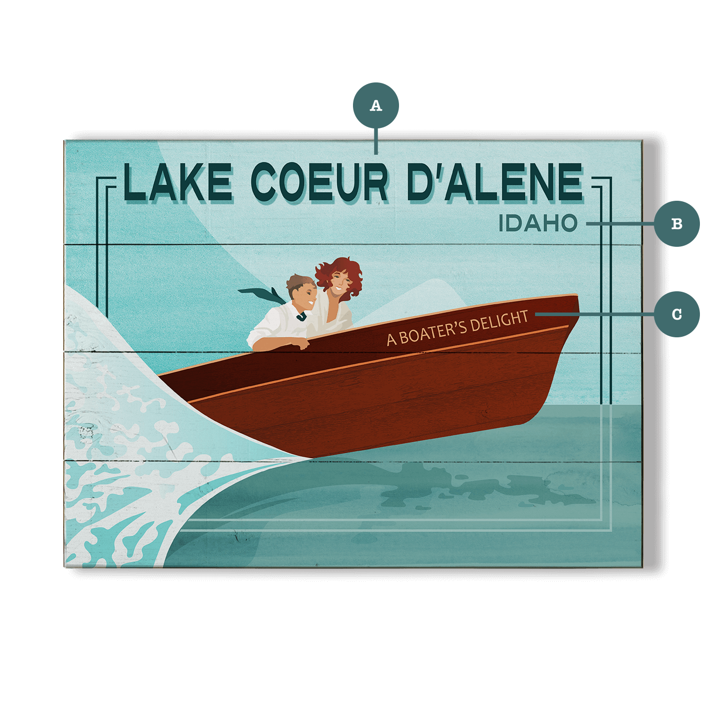 Couple's Boat Ride Bliss - Wood & Metal Wall Art