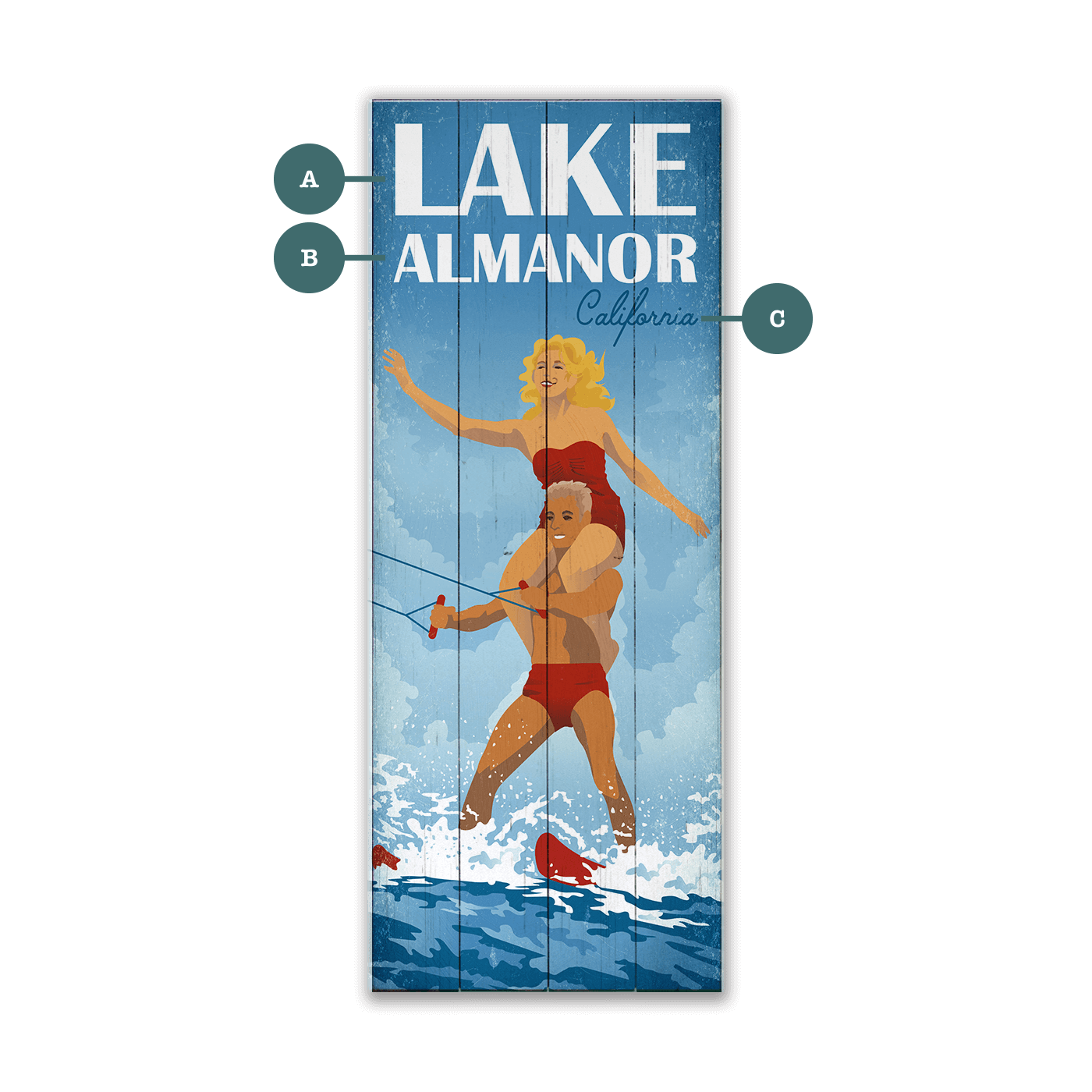 Stacked Water Sports - Wood & Metal Wall Art