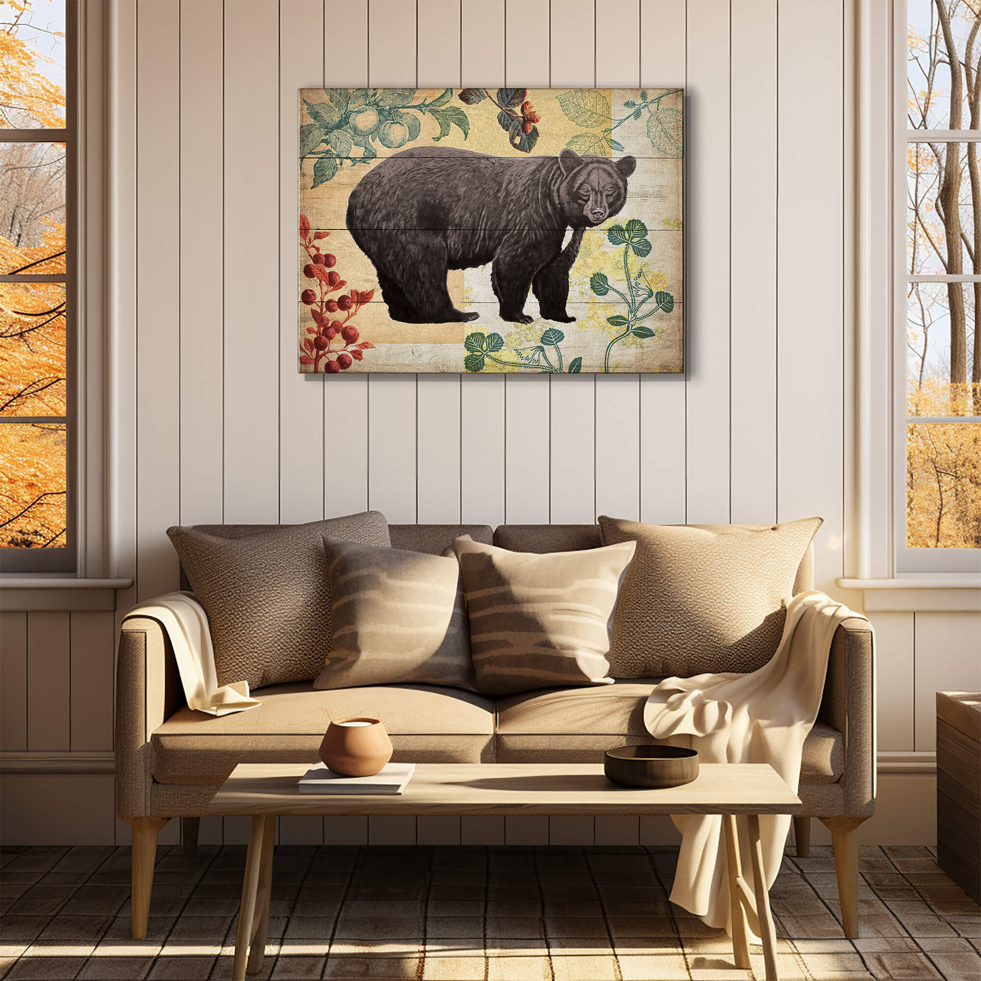 Wildwood Berry Bear - Wood & Metal Wall Art
