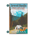 Camping Canoe Couple: With Mountains - Wood & Metal Wall Art