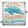 Turtle Beach House - Personalized - Wood & Metal Wall Art